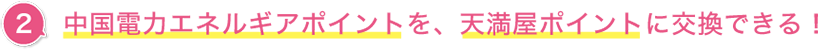 ２．中国電力エネルギアポイントを、天満屋ポイントに交換できる！